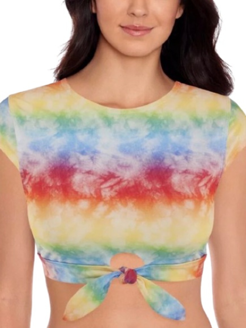 NWT Salt + Cove Rainbow Tie-Dye Front Knot Bikini Top Size XXL